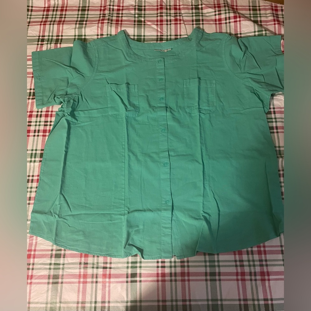 Women’s Woman Within Shirt Plus 38/40 Turquoise New 5X